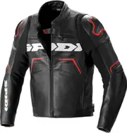 Spidi Evorider 2 Motorcycle Leather Jacket, black-red, Size 54 for Men Black Red