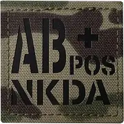 [SUVIYA] Infrared IR AB POS NKDA AB+ Blood Type Tactical Patch 2x2 Inch Medical Patch with Hook and Loop (Multicam)