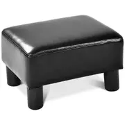 Giantex Modern Footstool Rectangular Ottoman Footrest PU Leather Home Living Room Bedroom Black