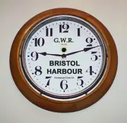 Great Western Railway GWR Victorian Style Wooden Clock, Bristol Harbour Station