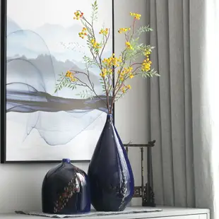 樽形蒼穹花器新中式樣板間客廳書房一枝花花瓶景德鎮陶瓷擺件器皿
