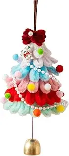 Christmas Pipe Cleaners Craft Kit | Christmas Colored Pipe Stems with Bell,Children's Handmade Material Package Winter Festival Car Ornament