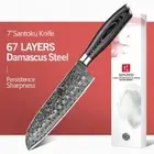 Santoku Knife 67 Layers Damascus Steel Wood Handle Premium Chef Slicing Beef 7"