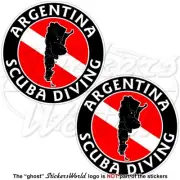 ARGENTINA SCUBA DIVING Flag-Argentinian Map Shape Circular Sticker-Decal 75mm x2
