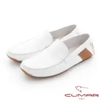 在飛比找momo購物網優惠-【CUMAR】樂活生活 手工縫線真皮開車鞋(白色)