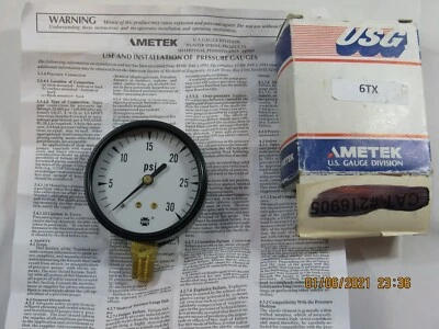 Ametek U.S. Gauge P505A, 30 psi, 1/4" NPT LM, 2-1/2"