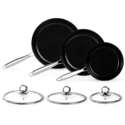 6 Piece Stainless Steel Frying Pan Set with Lids Kitchen Cooking Set, Nonstic...