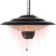 Electric Patio Heater 1500w 2 Level Adjustable Infrared Ceiling Hanging Mount Outdoor Heaters with Pull Cord Switch Control for Indoor and Outdoor Use