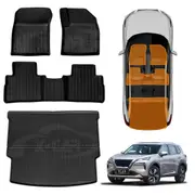 3D Floor Mats Boot Liner for Nissan X-trail Xtrail T33 e-POWER 5 Seats 2022-Onwards All Weather Heavy Duty Cargo Car Trunk Luggage Tray