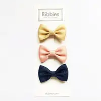 在飛比找蝦皮購物優惠-英國Ribbies 雪芙蘭緞帶閃亮蝴蝶結3入組-粉紅/金/海