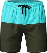 [Maiyifu-GJ] Men's Swim Trunks Lightweight Quick-Drying Swimming Shorts Stretch Casual Short Pants with Pockets (Cyan,Medium), Cyan, Medium