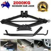 2 Ton Scissor Jack Car Van Wind Up Tyre Lift Chrome Crank Handle Emergency Tool