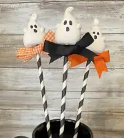 3 Fake Marshmallow Ghost On A Stick