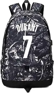 Basketball Player Star Durant Luminous Ball Storage Backpack Sports Equipment Depositary Multifunctional Student Bookbag for Men Women (Grey Pattern 1)