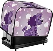 purple Poodle Polka Dot Toaster Cover 2 Slice Bread Machine Covers Waterproof Universal Size Kitchen Small Appliance Cover with Hang Loop, Dust and Fingerprint Protection