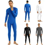 Mens Long Sleeve One Piece Unitard Jumpsuit Bodysuit Leotard Dancewear Underwear
