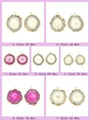 Natural Solar Quartz Yellow Gold Plated DIY Single Bail Making Connector Pair