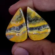 Natural BumbleBee Jasper Matched Pair 34.10 Cts. Cabochon Gemstone For Pendant