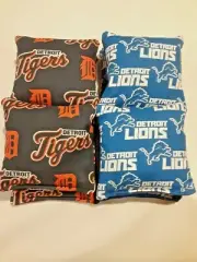 8 Cornhole Bag Set Corn Hole Detroit Lions and Tigers