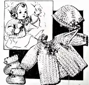2285 PRECIOUS SHELL STITCH BABY Booties & jacket Pattern Crochet (Reproduction)