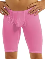[Hedmy] Men's Running Shorts Summer Underwear Bulge Pouch Tights Yoga Bodybuilding Base Layer Activewear
