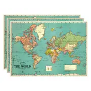 3x Cavallini Paper Poster Prints/Gift Wrap Wall Art Decor 70x50cm Map World 4