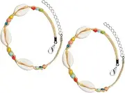 VALICLUD 2pcs Shell Anklet Ankle Chain Beads Bracelets for Silver Anklet Ankle Decoration Anklet Anklets for Women Anklet for Women Gold Anklets for Women Anklet Gold Shell Beads Resin