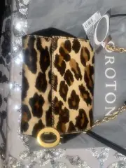 Brand New OROTON short hair leopard print flap over