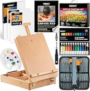 29-Piece Acrylic Paint Set, Painting Supplies Kit with Tabletop Sketch Box Easel, 12 Colors Acrylic Paints,10"x 12" Stretched Canvas,Premium Acrylic Painting Set for Artist Adults, Beginners…