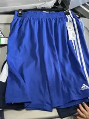 Adidas Boys Blue Drawstring Elastic Waistband Classic Three Stripes Shorts Sz XL