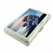 Volcanoes Lava D8 Cigarette Case with Built in Lighter Metal Wallet