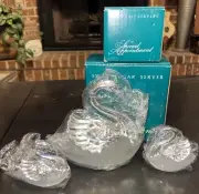 By Special Appointment Frosted Glass Swan Set Salt Servers Sugar Server NIB