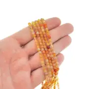 4mm Natural Agate Gemstone Beads - Faceted Orange - 1 Strand 92 Beads - BD1158