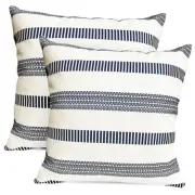 Decorative Throw Pillow Covers Set of 2 16" x 16" (Pack of 2) Blue-boho Striped