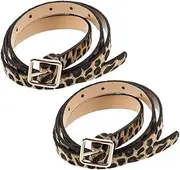 [BESPORTBLE] 2 Pcs Leopard Print Fake Leather Waist Belts for Women Adjustable Fashionable Accessories for Jeans Dresses Pants Comfortable Versatile Day Wear
