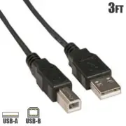 3FT USB-A Male to Type B Male Printer Scanner Cable Cord PC MAC Computer Black