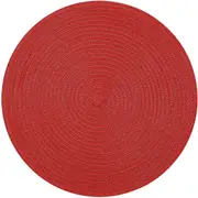 Round Placemats Set of 4/6/8 for Dining Tables 14 inch Cotton Braided Placemats Washable Reversible for Kitchen Holiday Party（Red）
