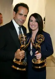 Emmy Awards Megan Mullally and Tony Shalhoub backstage during The - Old Photo