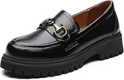 [OKJ] Loafers for Women Chunky Women's Loafers & Slip-ons Fashion Penny Comfort Business Casual Shoes Dressy Office Work Slip on Black Platform Loafers for Womens