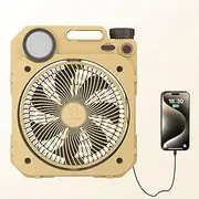 Battery Operated Fan, Portable Rechargeable Camping Fan with LED Lantern, 90°Auto-Oscillation Cordless Fan, Personal USB Desk Fan for Camping Fishing, Power Outage,Hurricane, Worksite (20000mAh)