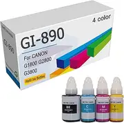 890 GI890 GI-890 High Yield Ink Bottles Compatible for Canon G1800 G2800 G3800 G1810 G2810 G3810 Printers, GI890 Refill Ink Bottles 135ml/ 70ml,4 Color-1 Set