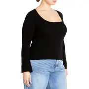 City Chic Brooklyn Sweater in Black at Nordstrom, Size Xl