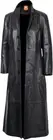Mens Black Lambskin Leather Long Duster Coat Ankle height Trench Coats For Men