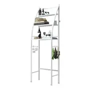 Bathroom 3 Tiers Storage Rack Over Toilet Steel Towel Rack Shelf Organiser Hook White