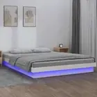 Double Size LED Lights Bed Frame Solid Pine Wood Modern Mattress Base Platform