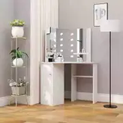LED Lights Corner Dressing Table Mirror Jewellery Cabinet Makeup Drawer White