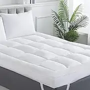 WhatsBedding 4in Memory Foam Mattress Topper Queen Size for Back Pain, Breathable Fluffy Shredded Memory Foam Filled Pillow Top, 4 Anchor Elastic Bands, 80x60x4 Inch