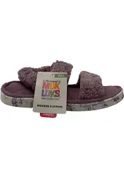 MUK LUKS Curly Shearling Two Strap Slingback Slide Slippers Lilac