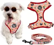 2-Piece Walkies Bundle [Pipco Pets] - Adjustable Dog Harness + Lead | Cute Colourful Patterns | Safe and Secure | (XS, Sushi Train)