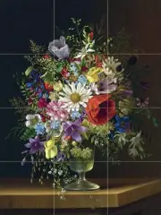 Bouquet of flowers on the table Tile Mural Kitchen Backsplash Marble Ceramic